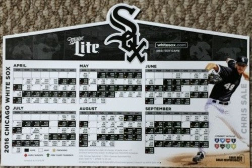 Chicago White Sox 2016 Magnet Schedule